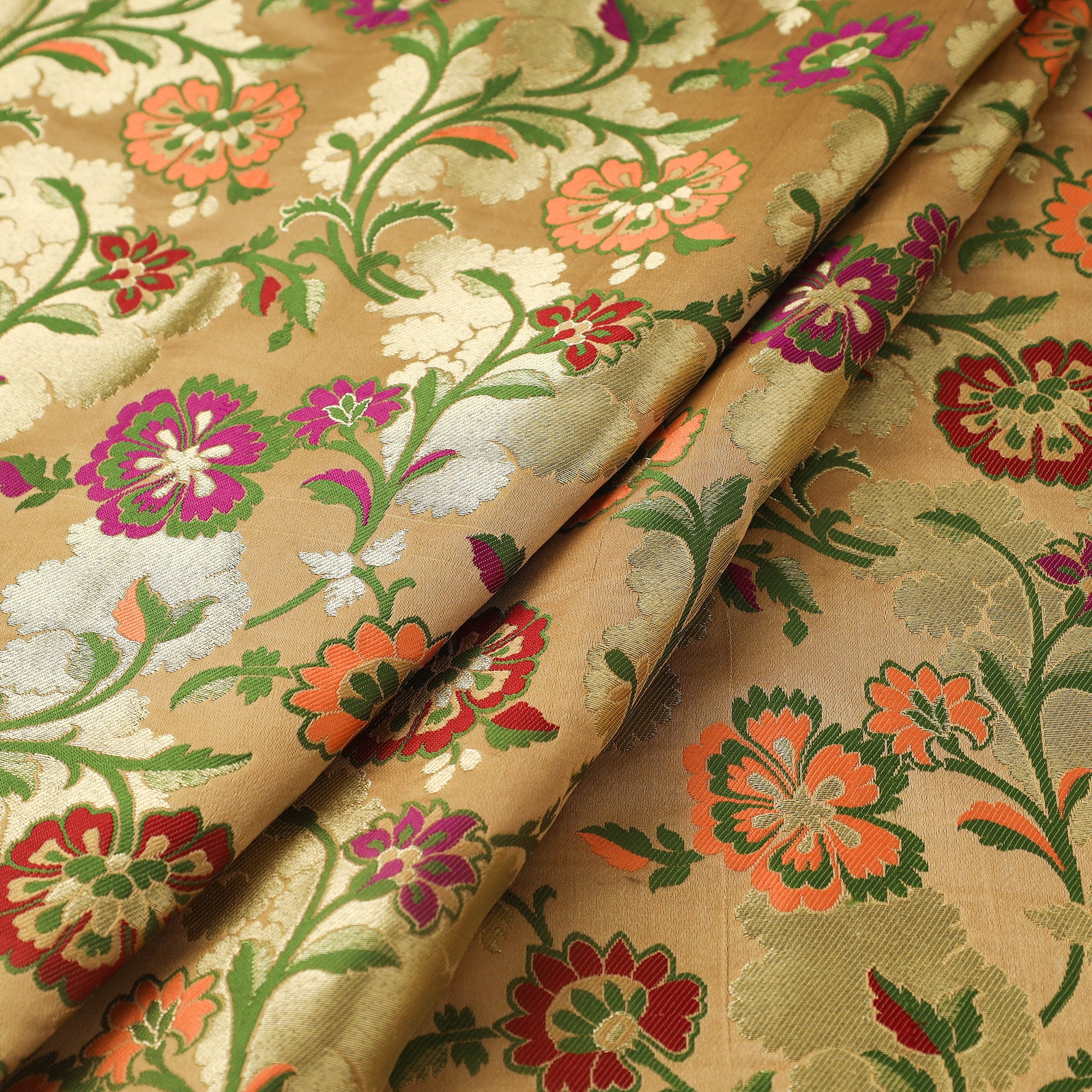 ITOKRI CRAFTS INITIATIVE Beige - Kimkhab Silk Zari Banarasi Brocade Fabric 12 - view 2