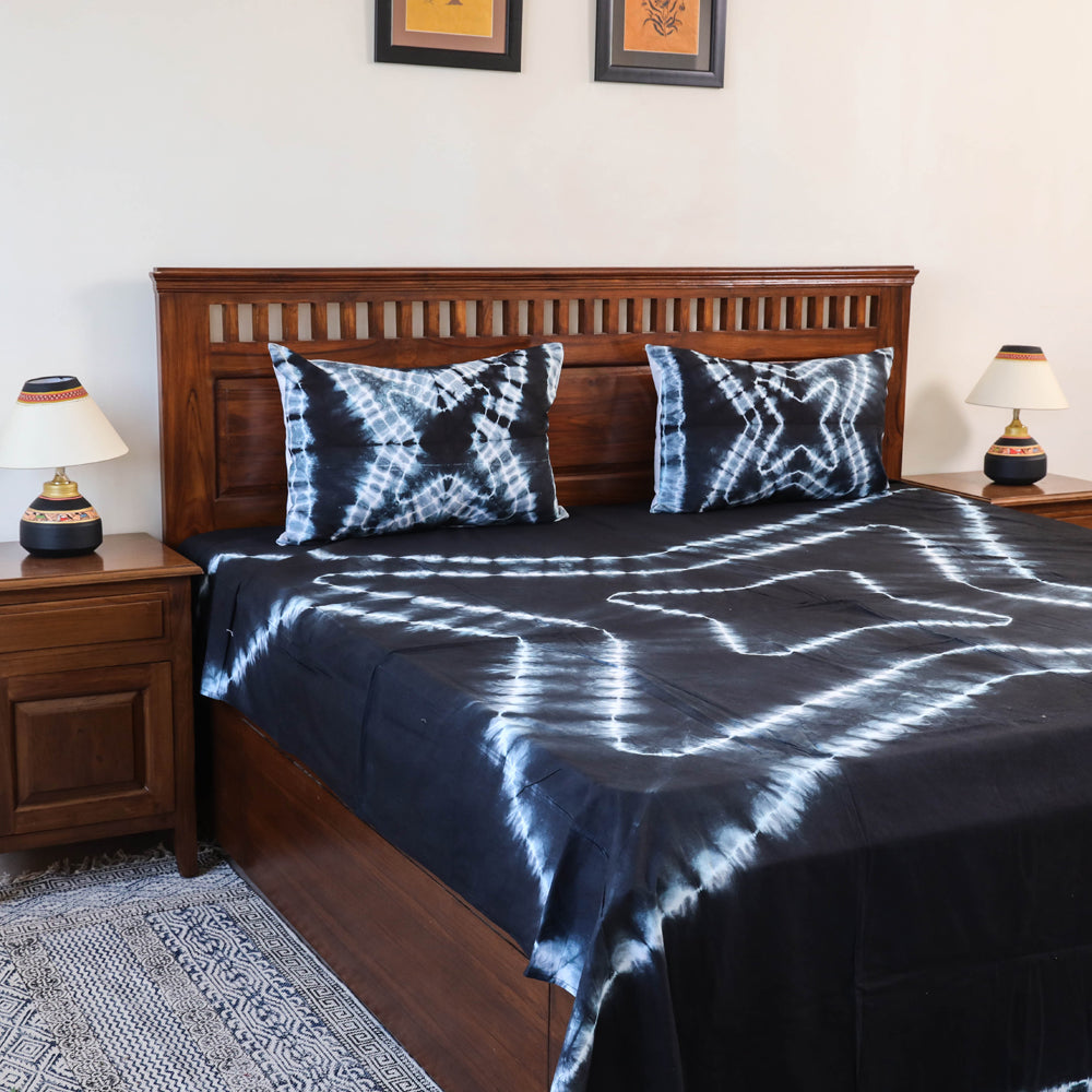 Tie dye cotton – HAVELI CHRONICLES Black - Tie & Dye Cotton Double Shibori Bed Sheet Set