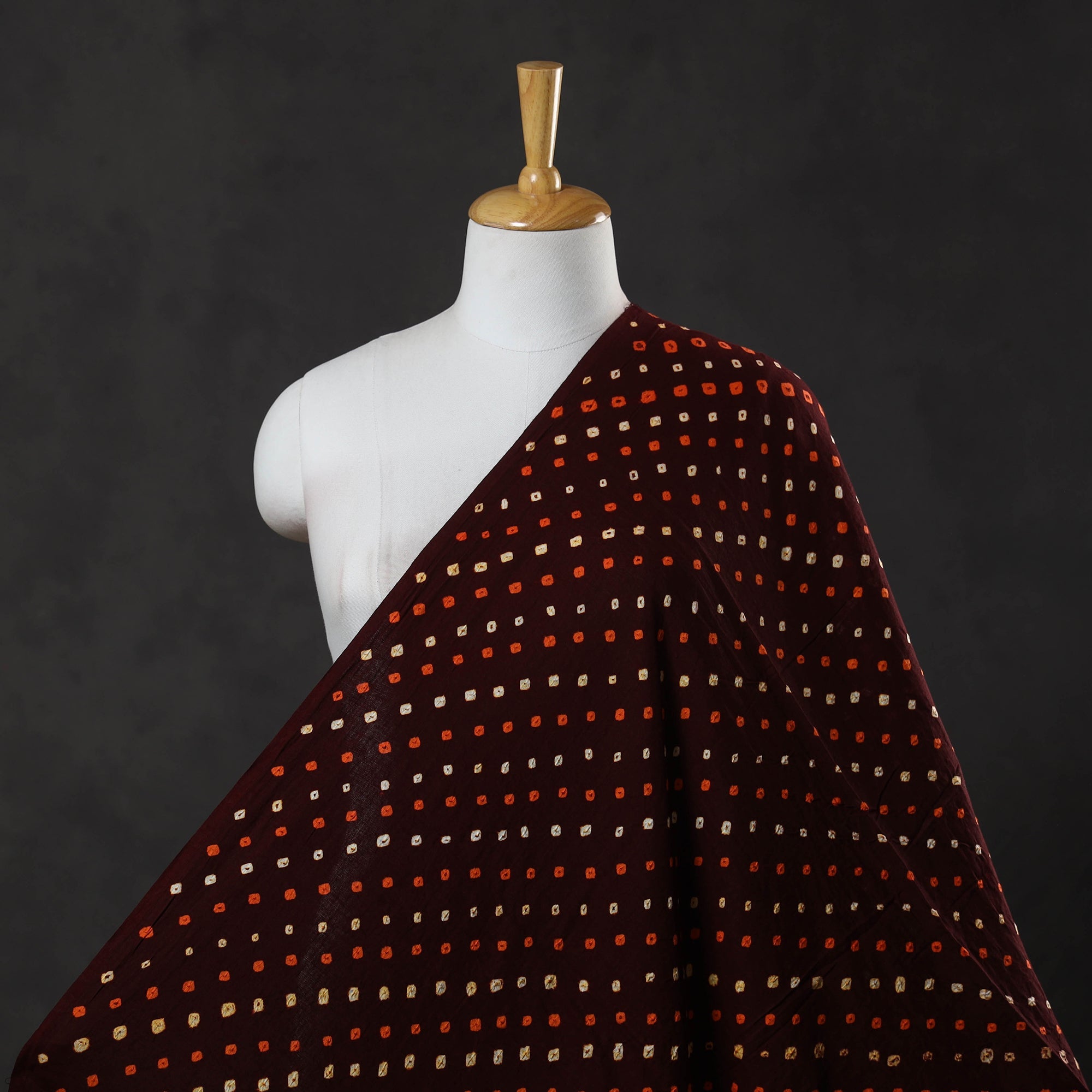 KACHCHH JI CHHAAP Brown - Kutch Tie-Dye Cotton Bandhani Fabric 11 - view 2