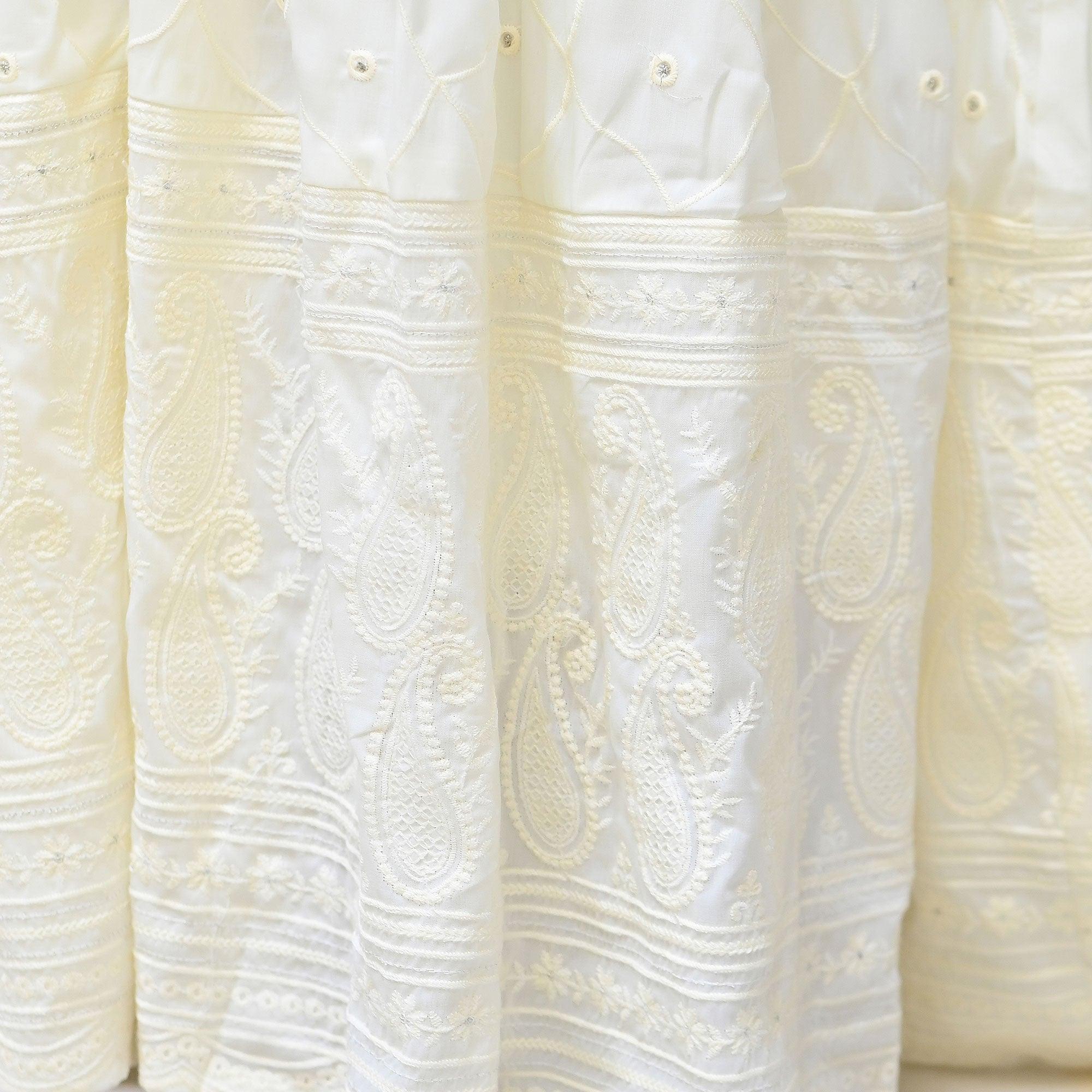 Peachmode Cream Chikankari Embroidered Georgette Gown - view 4