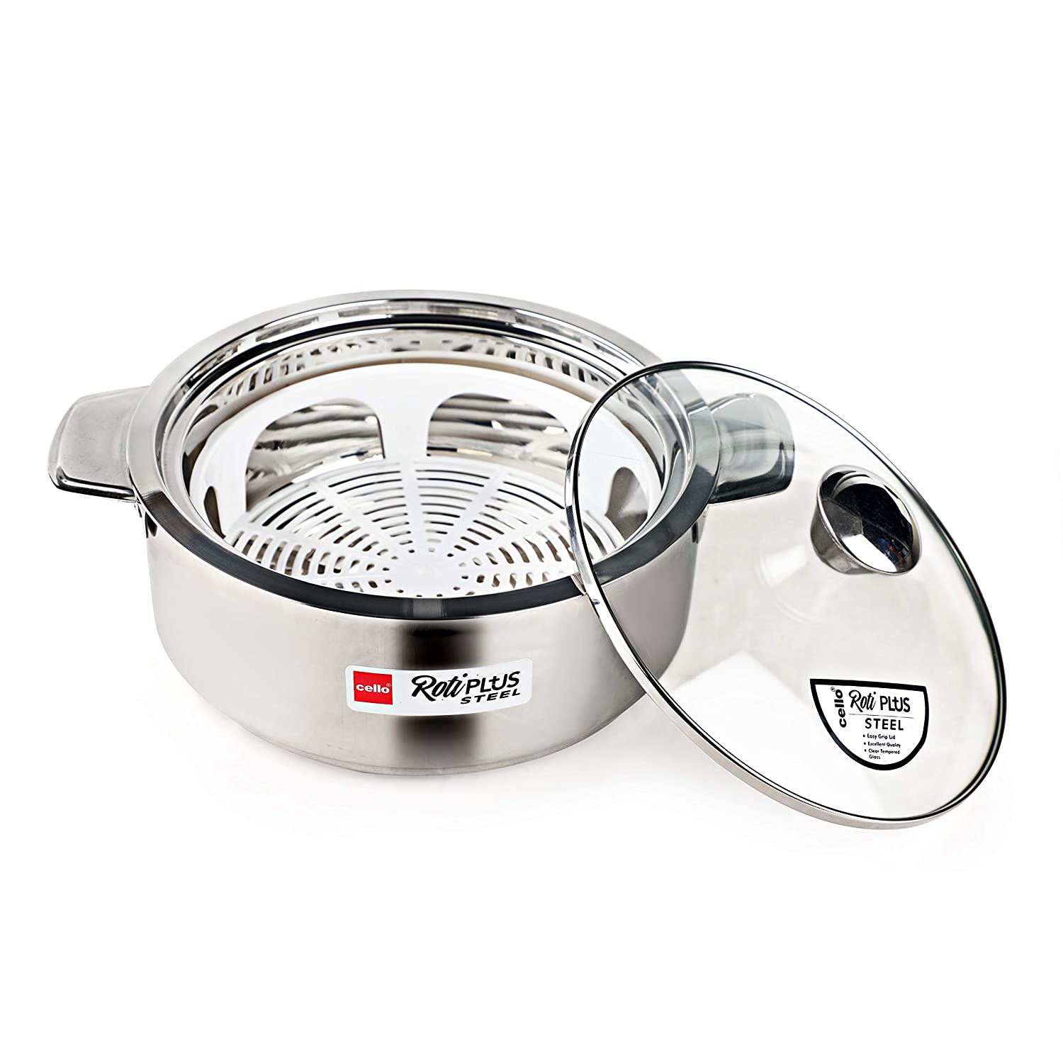 Cello Roti Plus Stainless Steel Casserole, Big