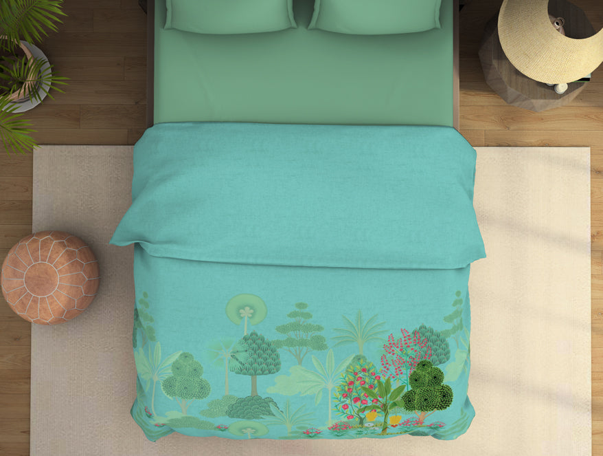 Spaces India Floral Blue Tint - Aqua Fleece Blanket - Pichwai - Rangana By Spaces - view 3