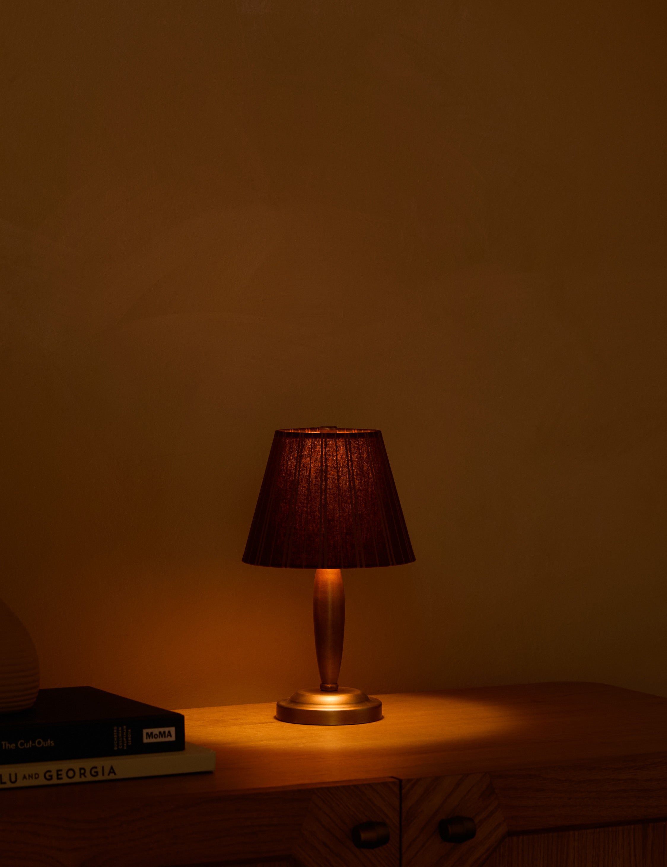 Lulu and Georgia Badgley Cordless Table Lamp – Red Stripe and Antique Brass - view 3