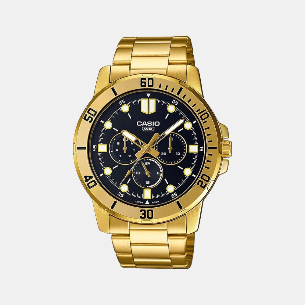 Casio Enticer Men Quartz Black Dial Chronograph Stainless Steel Watch A1856