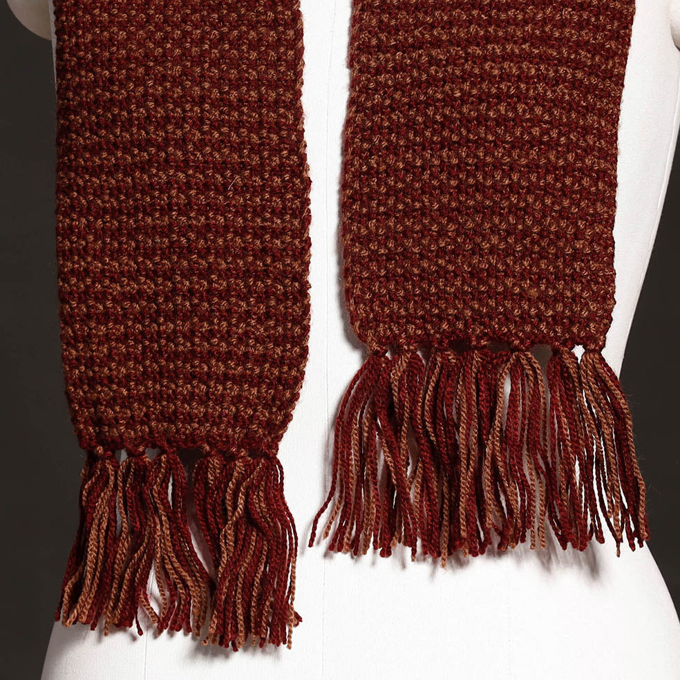 KILMORA Brown - Kumaun Hand Knitted Woolen Muffler (66 in) - view 2
