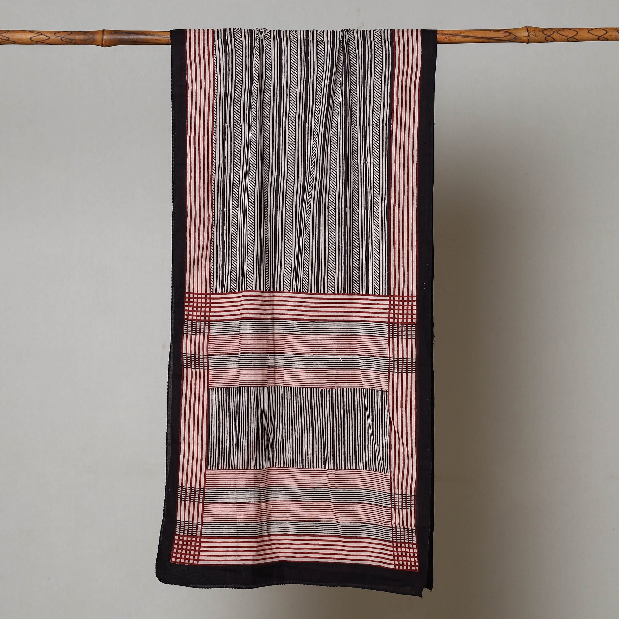 BAGH PRINTS BY MOHAMMED BILAL KHATRI Black - Bagh Hand Block Printed Cotton Stole - view 2