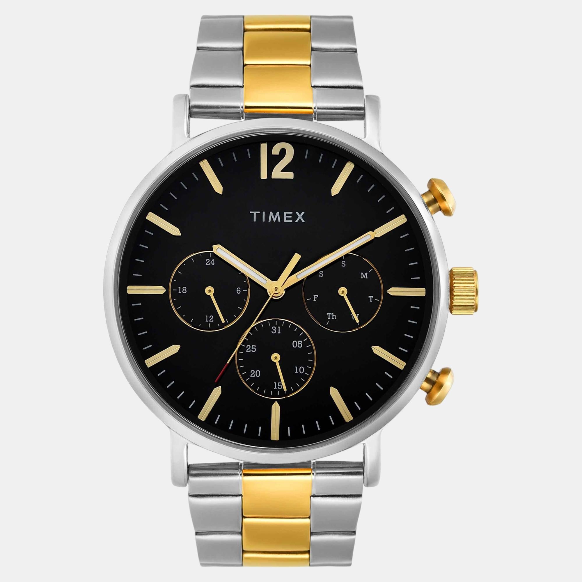 Timex Fashion Men Quartz Black Dial Multi-Function Stainless Steel Watch TWEG20027
