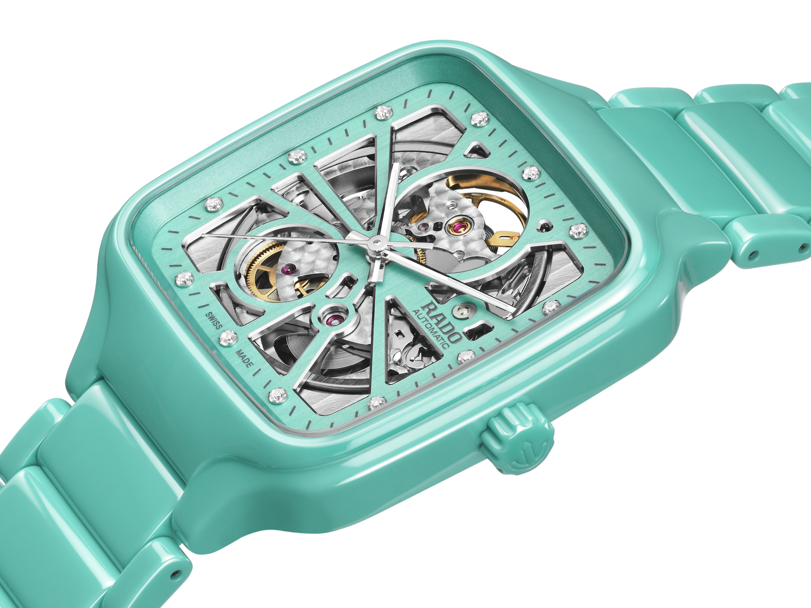 Rado True Square Automatic Open Heart Silver Turquoise Dial Unisex 38mm - view 2