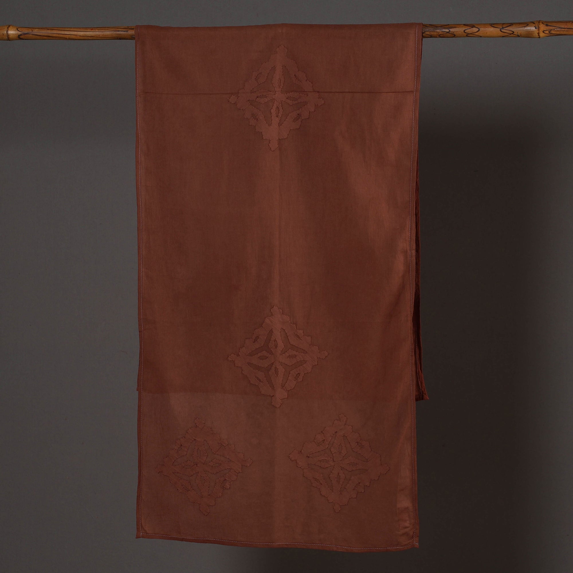 SHADES OF MARUDHARA Brown - Barmer Applique Cut Work Mul Cotton Stole - view 2