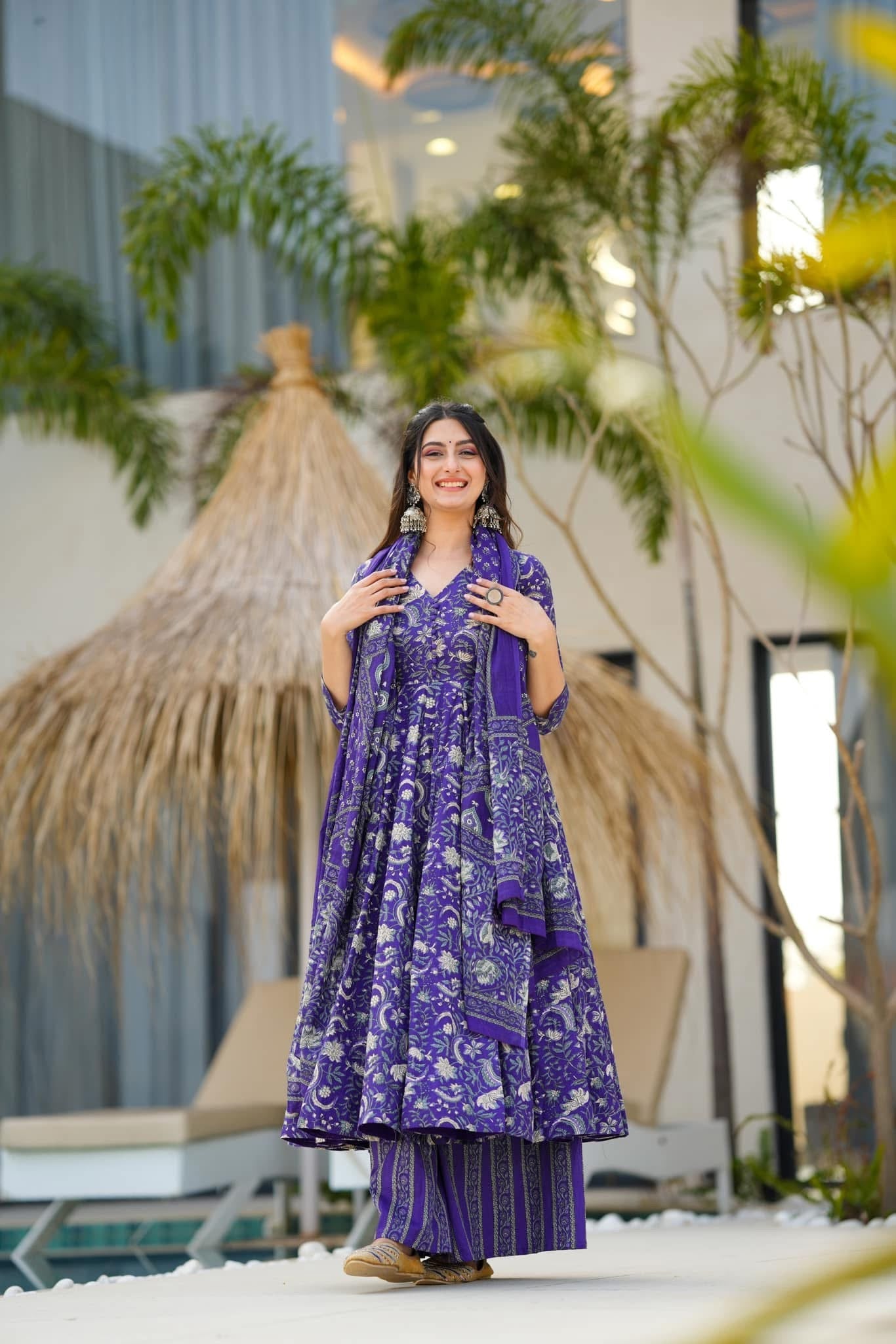 Idaho-o Mae purple cotton suit set