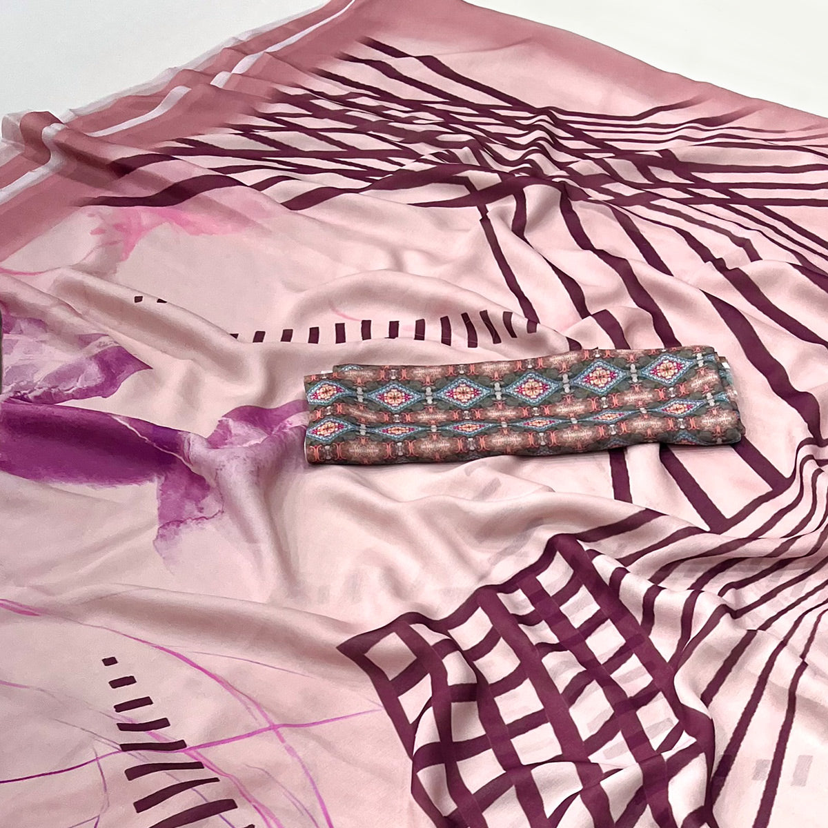 Peachmode Peach Digital Printed Georgette Saree - view 2