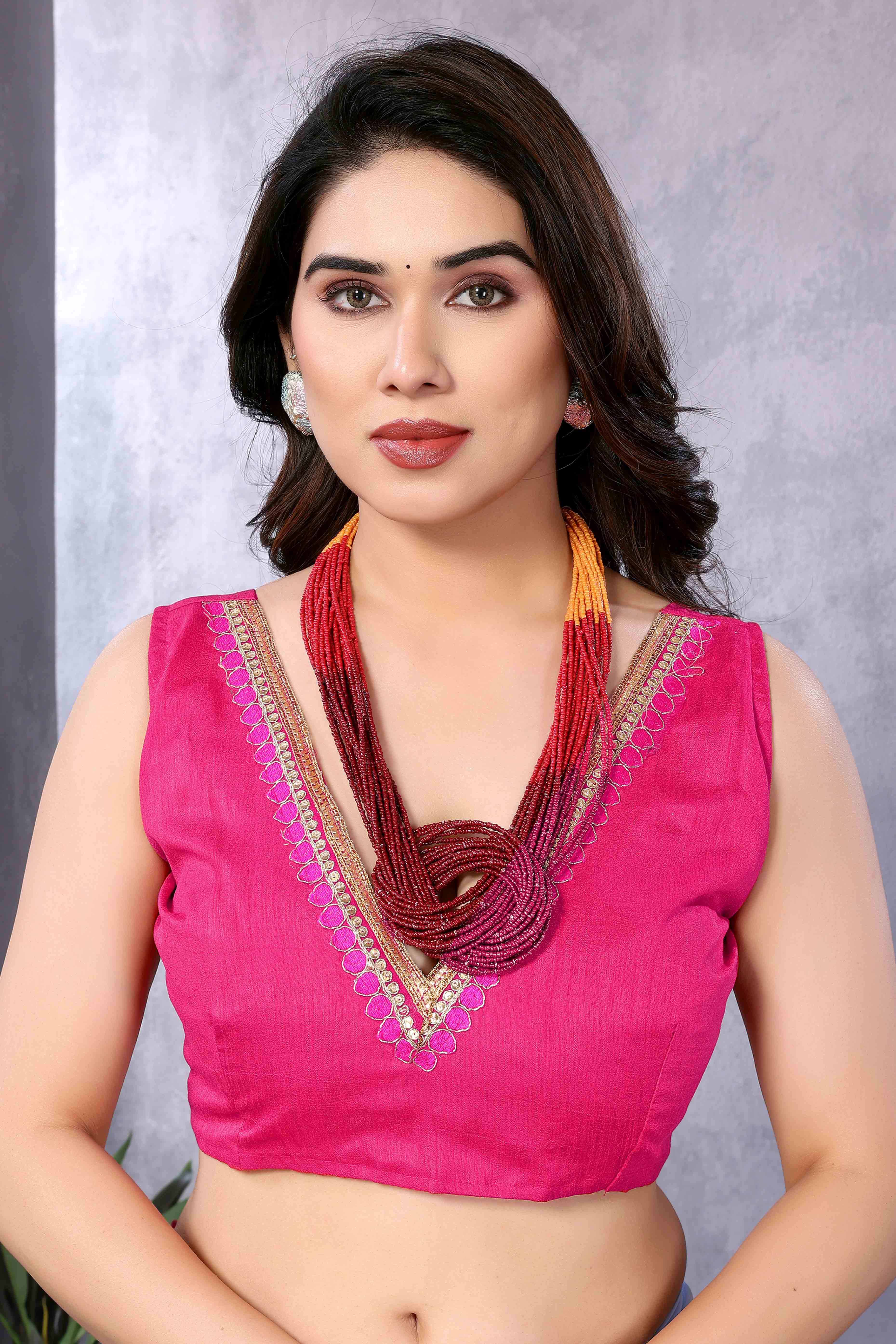 Peachmode Lavender & Dark Purple Ombre Georgette Saree With Tassels - view 5