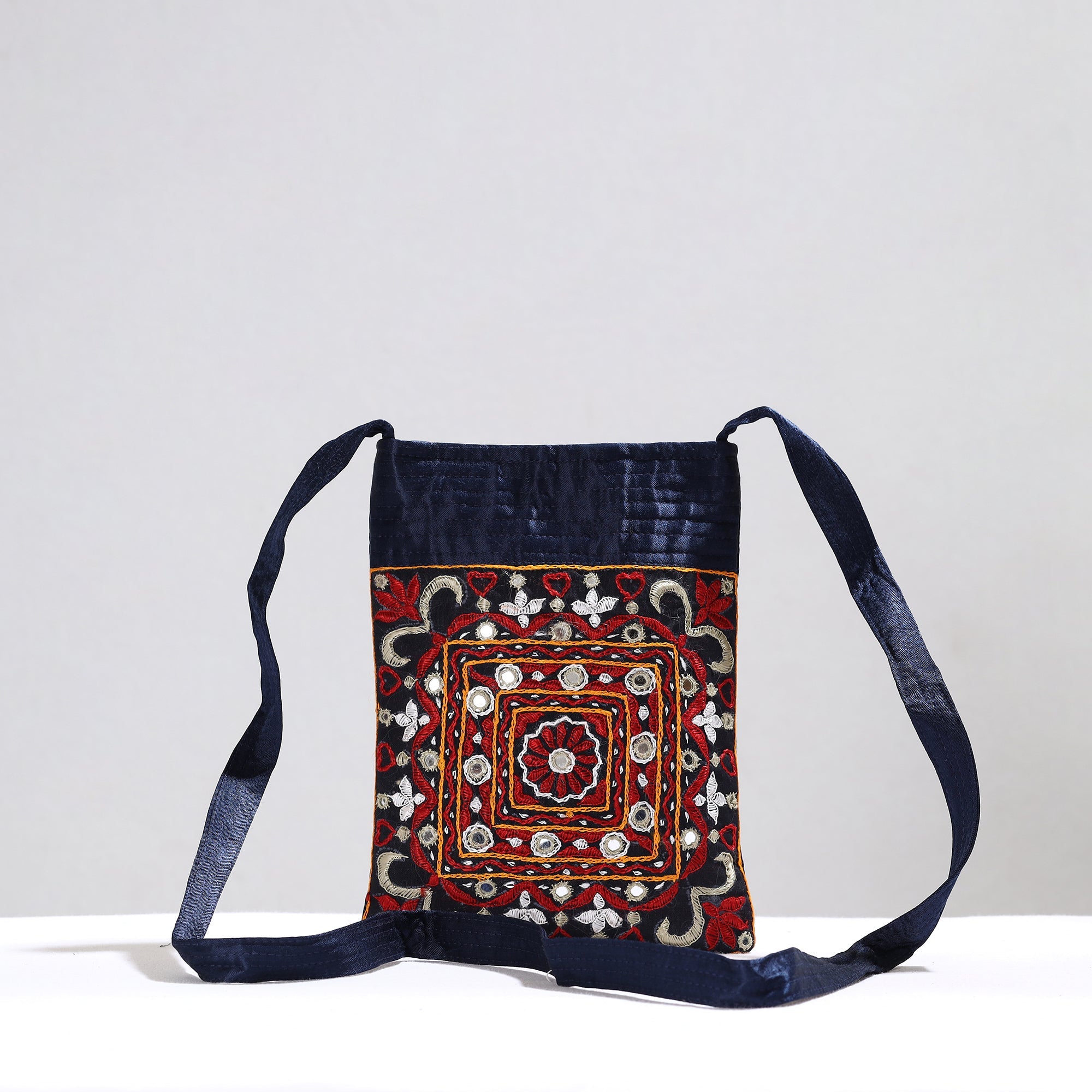 KACHCHH JI CHHAAP Black - Kutch Pakko Hand Embroidery Mirror Work Mashru Silk Sling Bag 110 - view 2