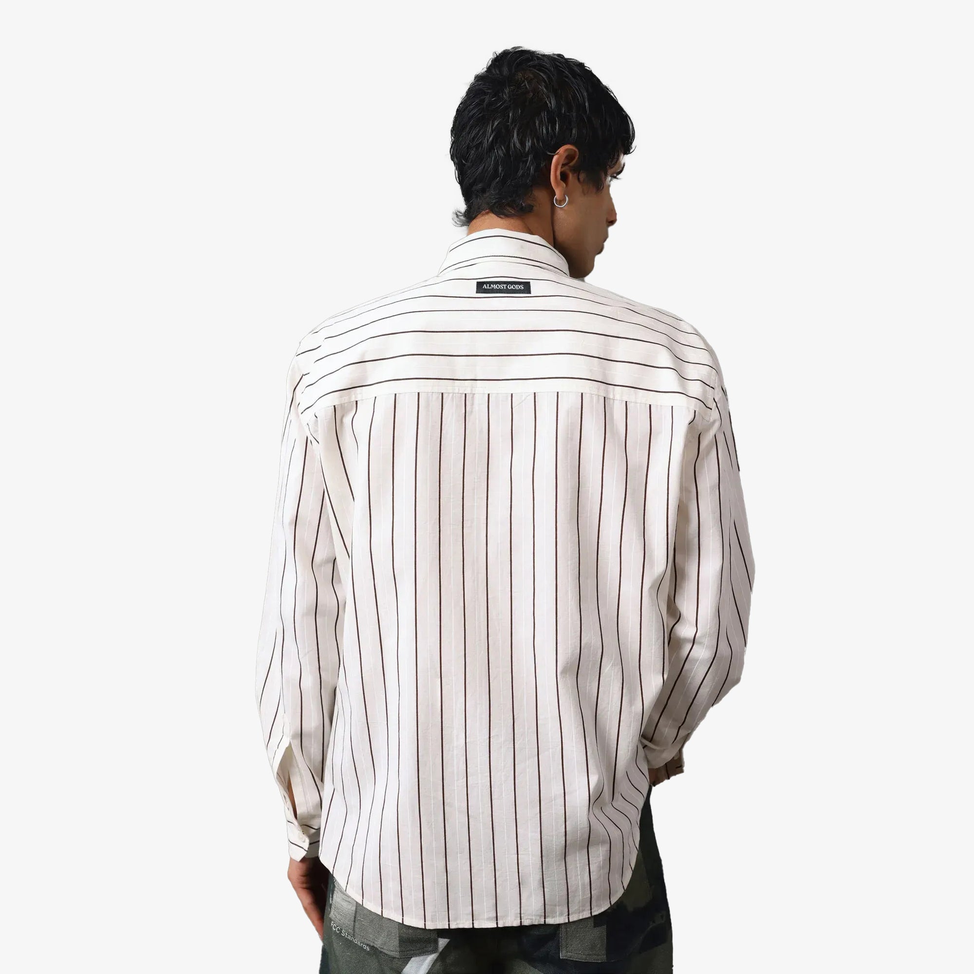 Almost Gods | Assemblage Stripe Boxy Shirt { White - view 2