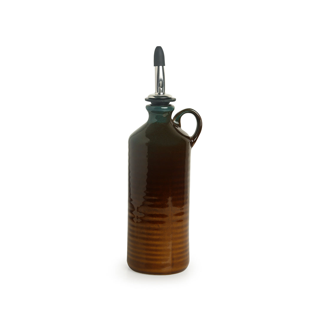 EXCLUSIVELANE 'Amber & Teal' Studio Pottery Oil Bottle In Ceramic (Set of 2, 250 ml) - view 3