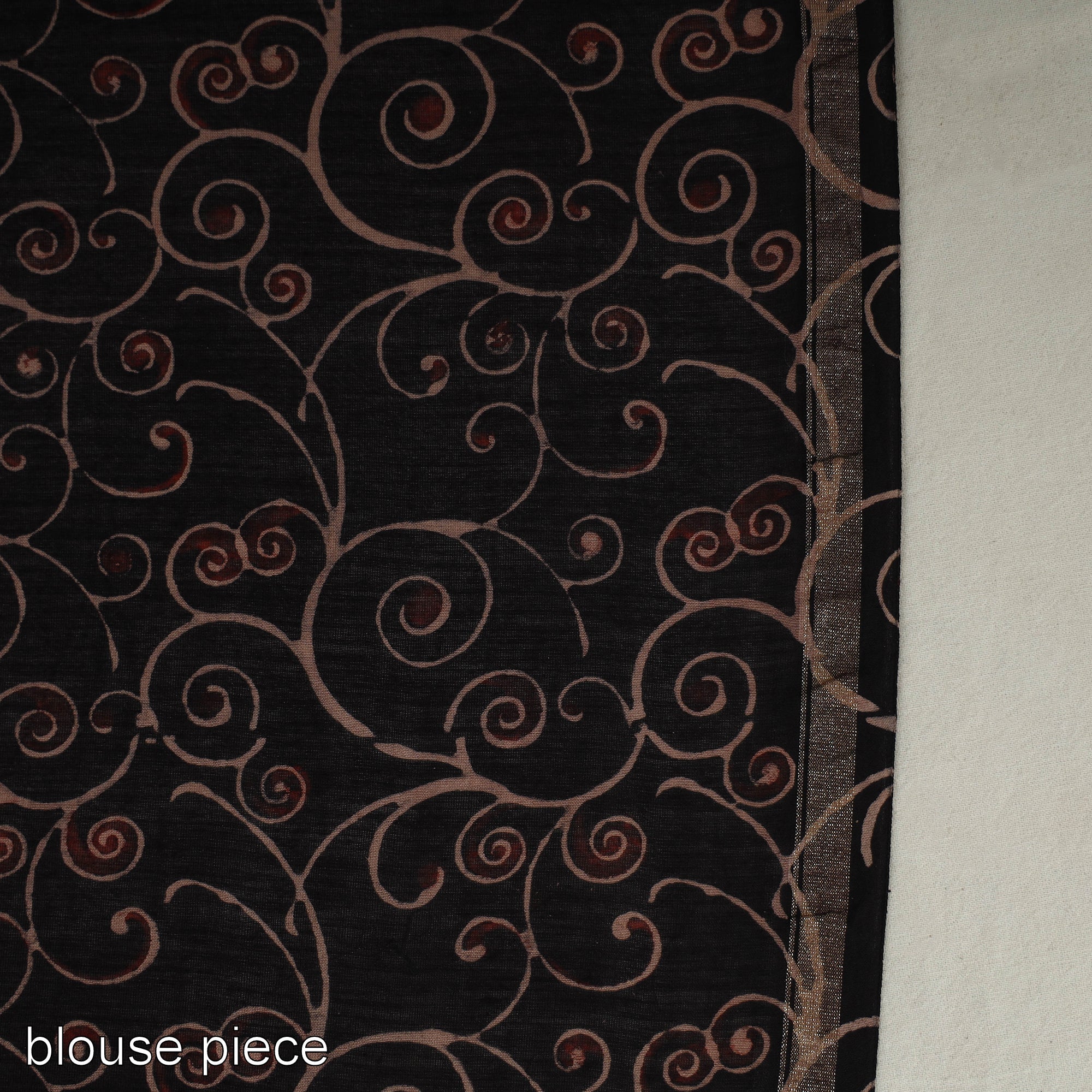 AJRAKH BY JABBAR KHATRI Black - Chanderi Silk Block Printed Ajrakh Saree 05 - view 7