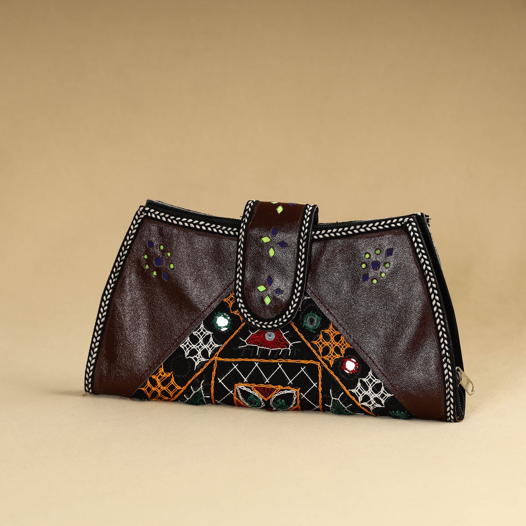 ANCHAL BIJLANI PATHUBHAI Brown - Kutch Embroidery Cotton Handmade Leather Wallet 49 - view 2