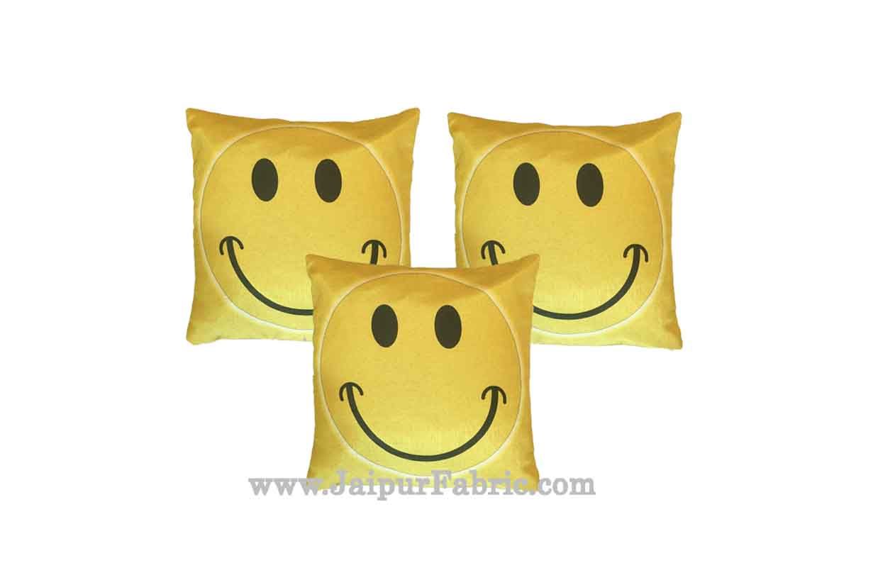 JaipurFabric® Jute Cushion Cover Digital Print Golden Smiley - view 2