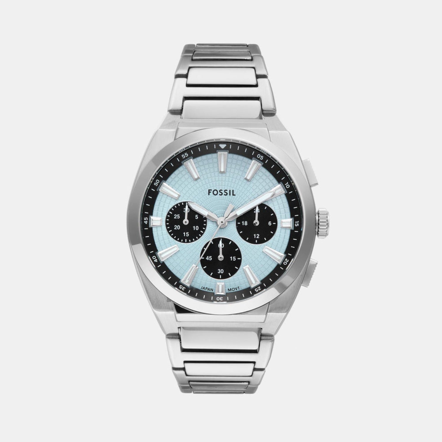 Fossil Everett Men Quartz Blue Dial Chronograph Stainless Steel Watch FS6105