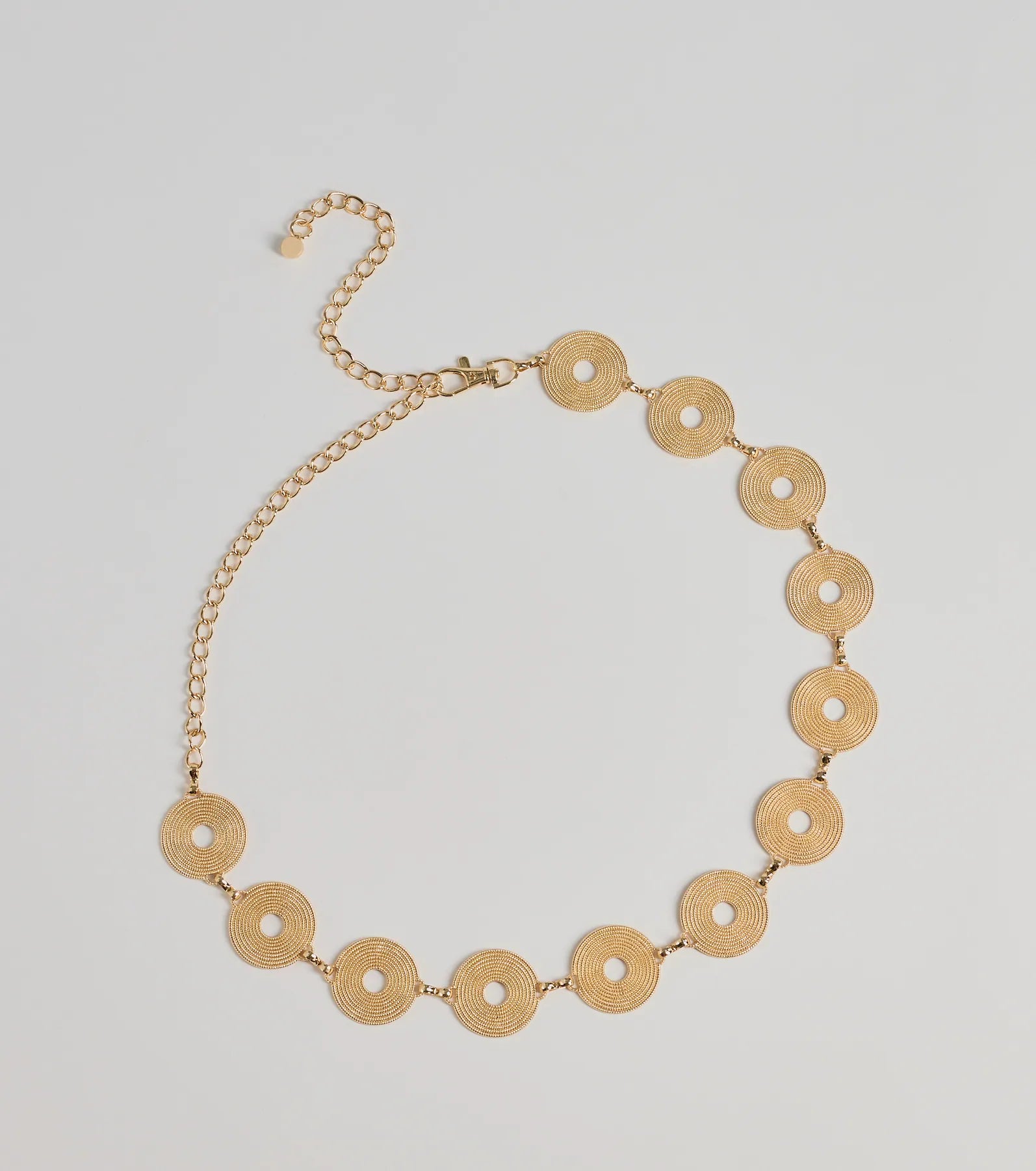 Windsor Boho Chic Textured Disc Chain Metal Belt