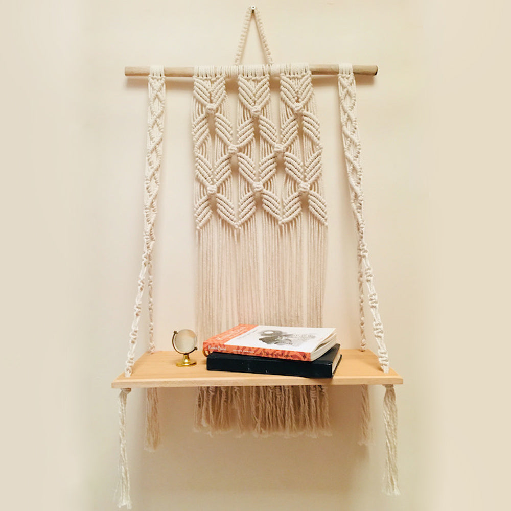 House Of Macrame Blooming Flower Single Shelf Wall Hanging