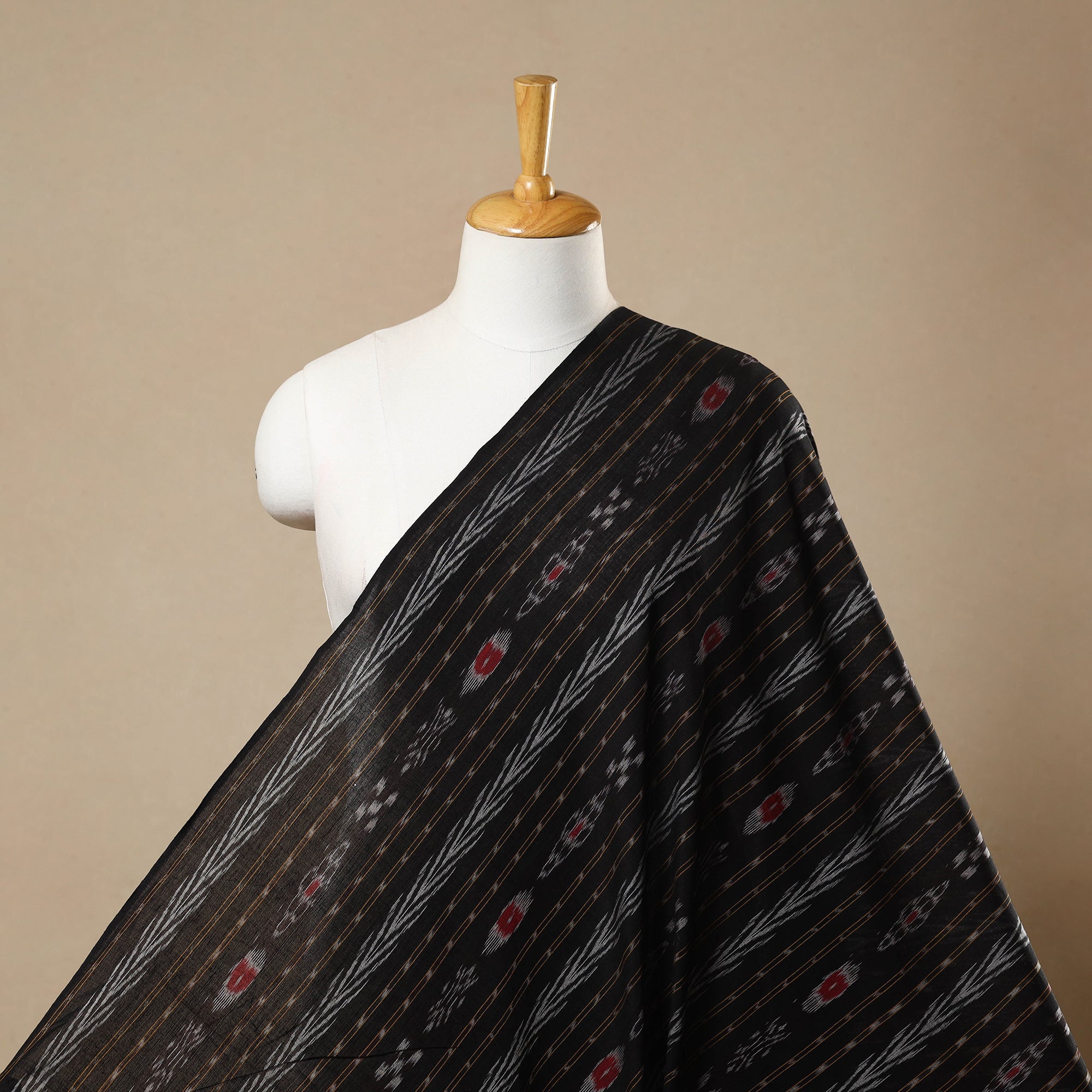ASHOKA ASSEMBLE - CELEBRATING CRAFTS OF ODISHA Black - Handloom Cotton Sambalpuri Ikat Fabric 03