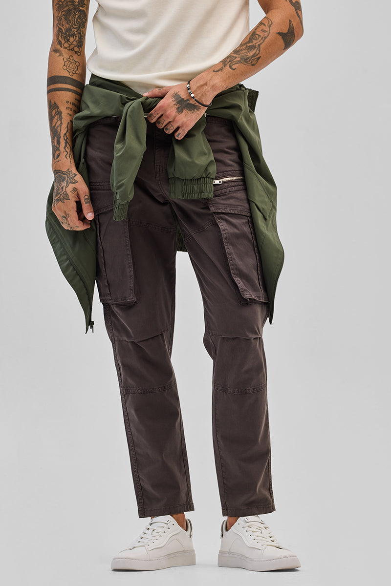 SNITCH Carob Brown Relaxed Fit Cargo Pants – Carab Brown