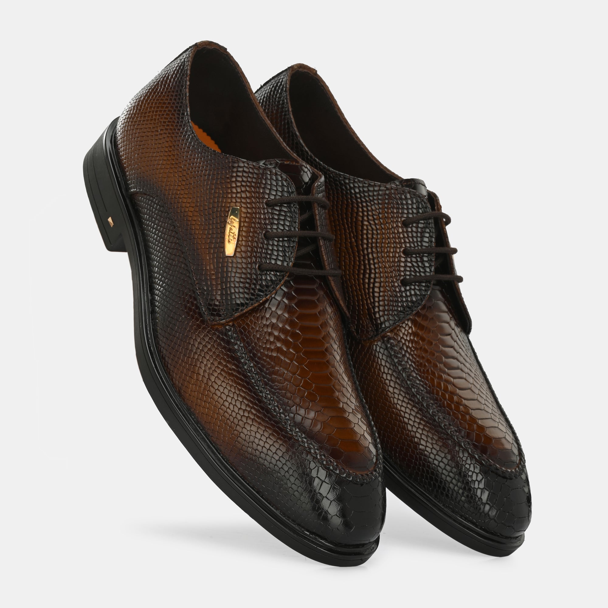 Tan Textured Lace-Up Shoes by Lafattio - view 3