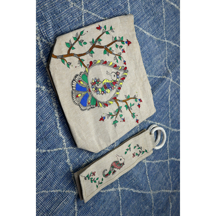 DIORAMA DESIGNS Beige - Heritage Hues Handpainted Cotton Jute Tote Bag - view 3