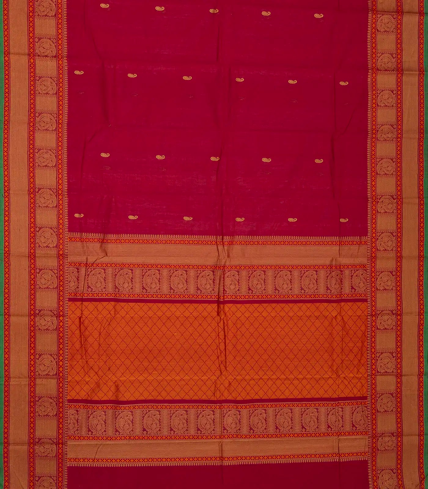 RmKV Pink Handloom Kanchi Cotton Saree With Mango Buttas - view 2