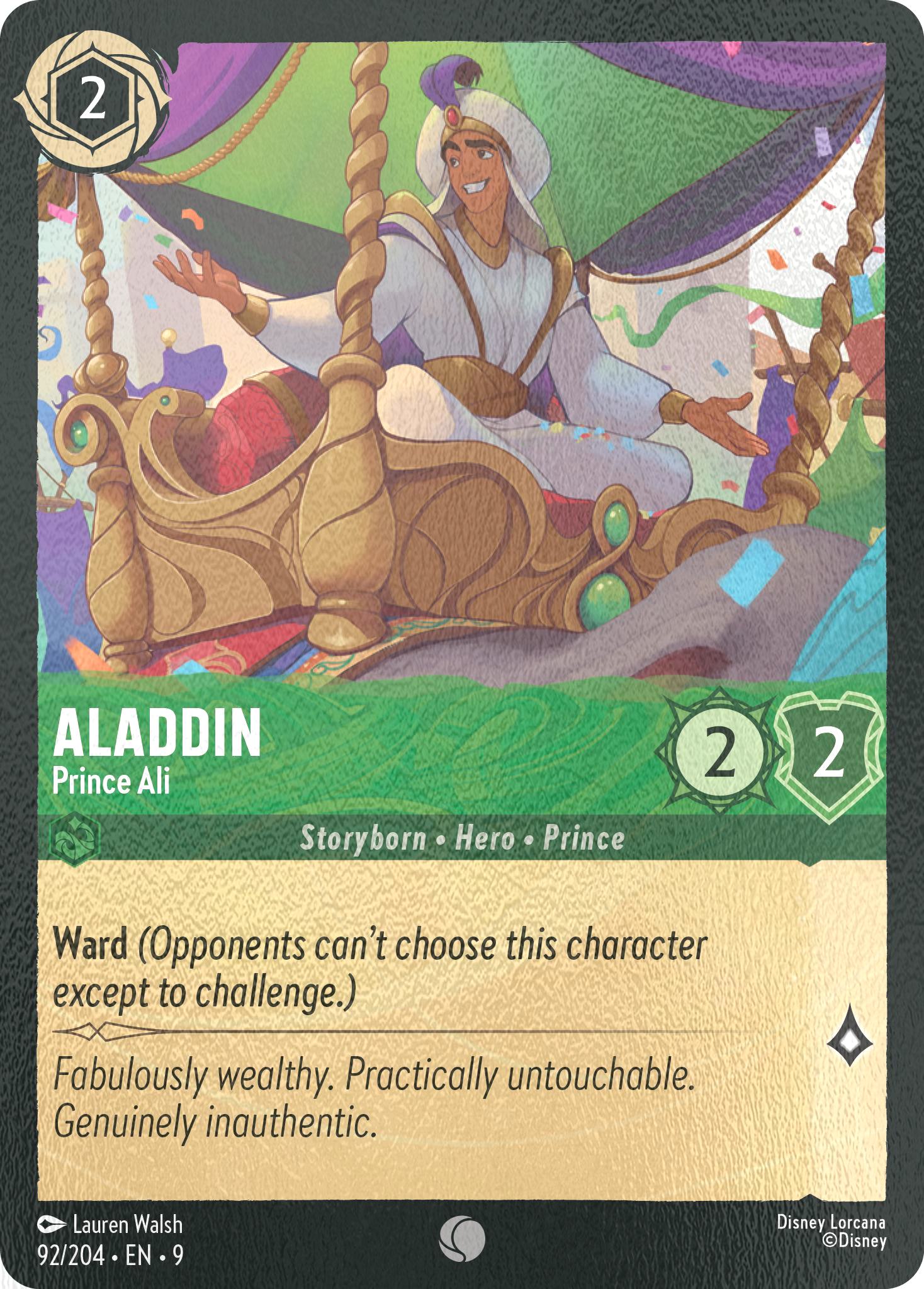 204 fabled cold – Lorcana Aladdin - Prince Ali - 92/204 [Fabled] [Cold Foil]