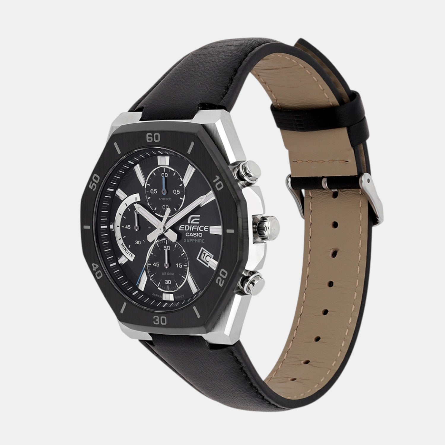 Casio Edifice Men Quartz Black Dial Analog Leather Watch ED645 - view 4