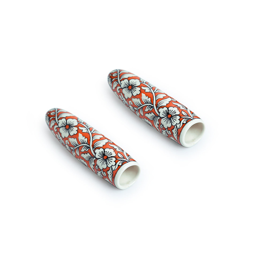 EXCLUSIVELANE 'Fiery Marigold' Handpainted Ceramic Wall Planter Pots (Set of 2) - view 3