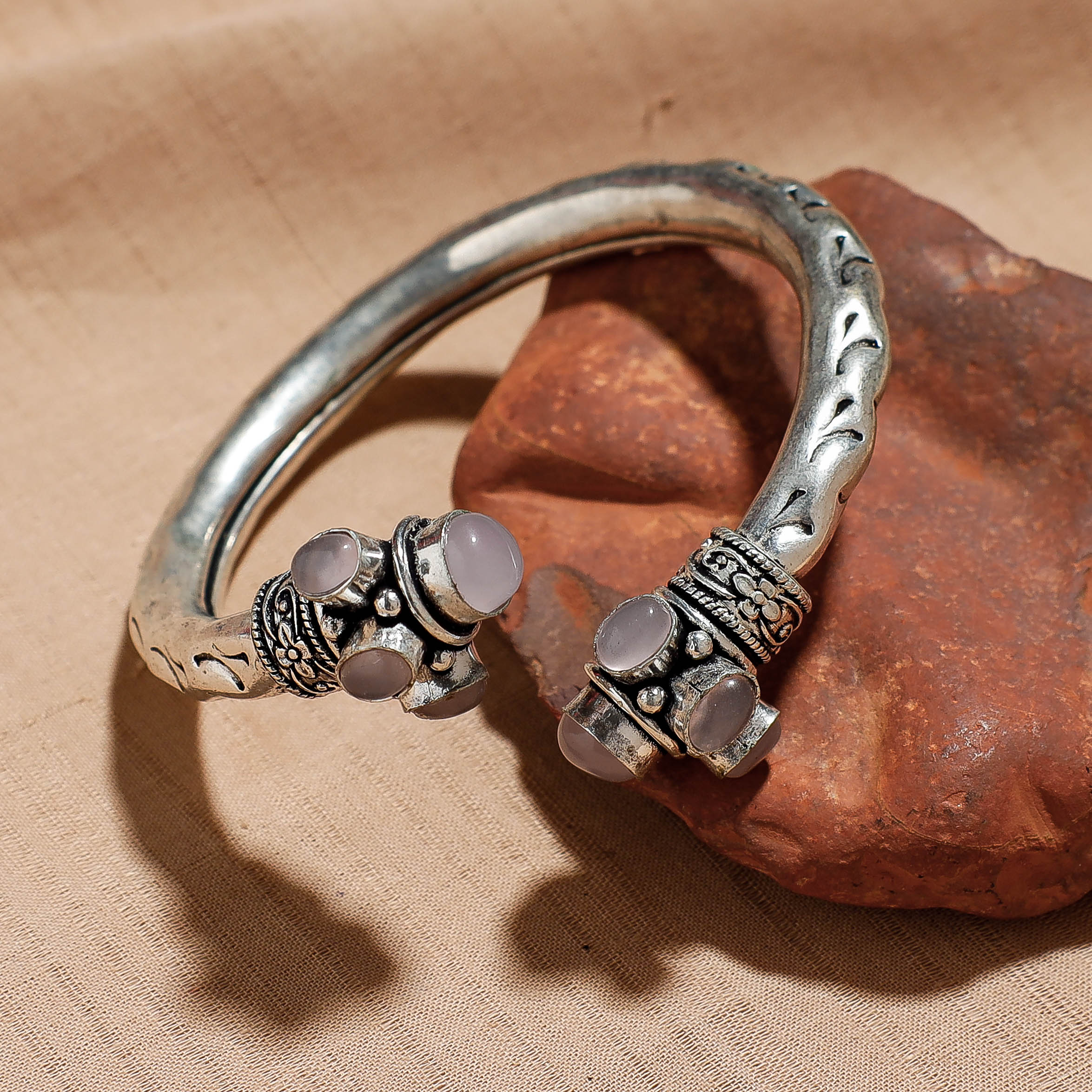 WHITE RIVER STORIES Antique Finish Oxidised German Silver Kada / Bracelet - view 2