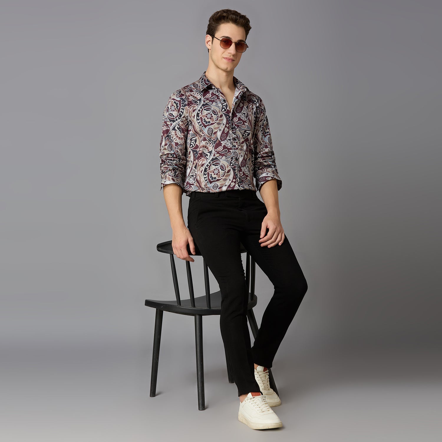 MARK & ALBERT Giza Cotton Printed Shirt – Red - view 5