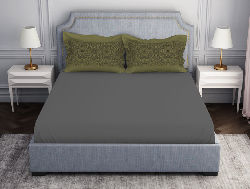 Spaces India Ornamenta Ornate Mineral Blue 100% Cotton King Size Bedsheet - Essentials by Spaces