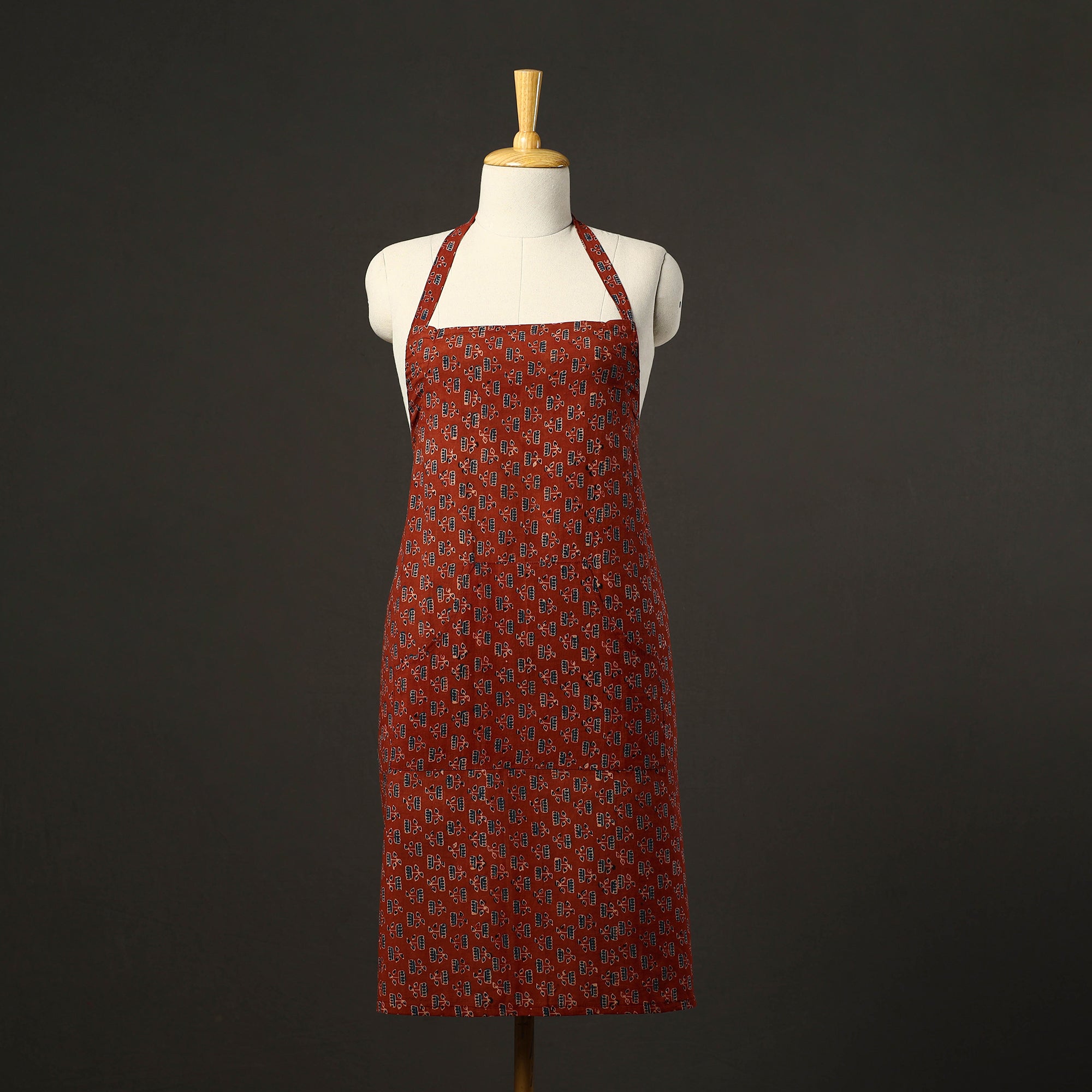 JALPARI Ajrakh Block Print Cotton Apron with Pocket 50