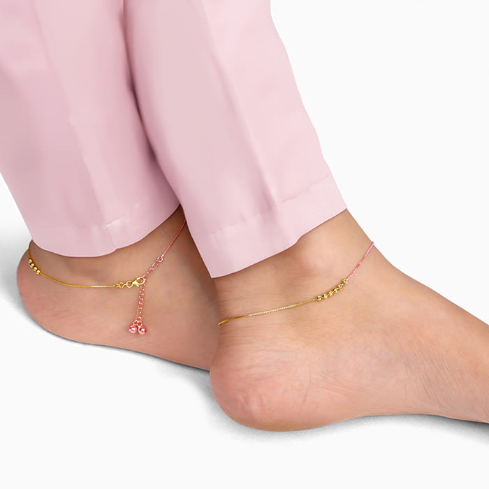 GIVA Jewellery Rose Gold And Golden Beaded Anklet