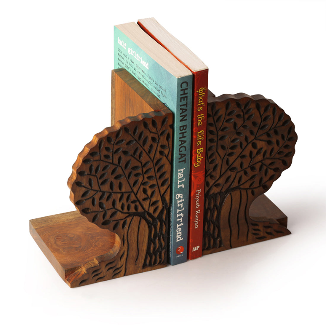 EXCLUSIVELANE 'Tree Of Life' - Hand Carved Sheesham Wood Bookend - view 3