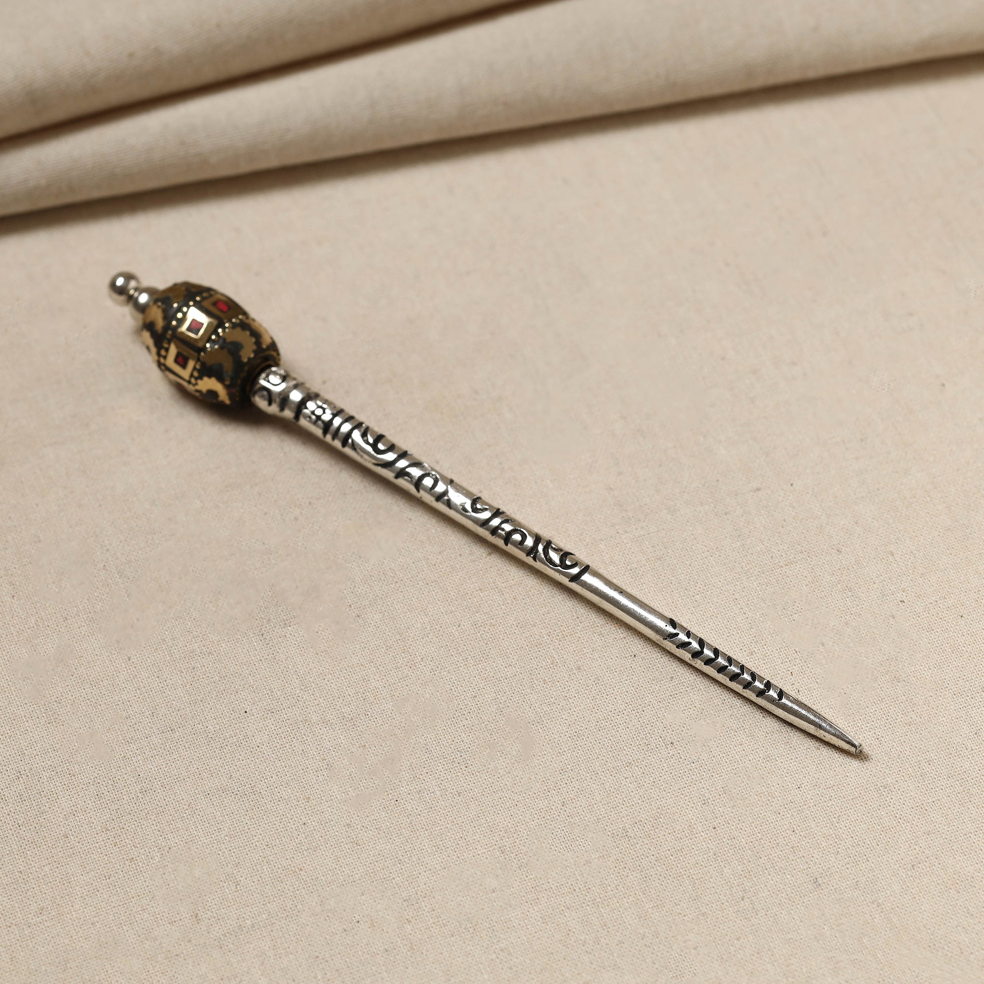 WHITE RIVER STORIES Antique Finish Oxidised German Silver Juda Stick