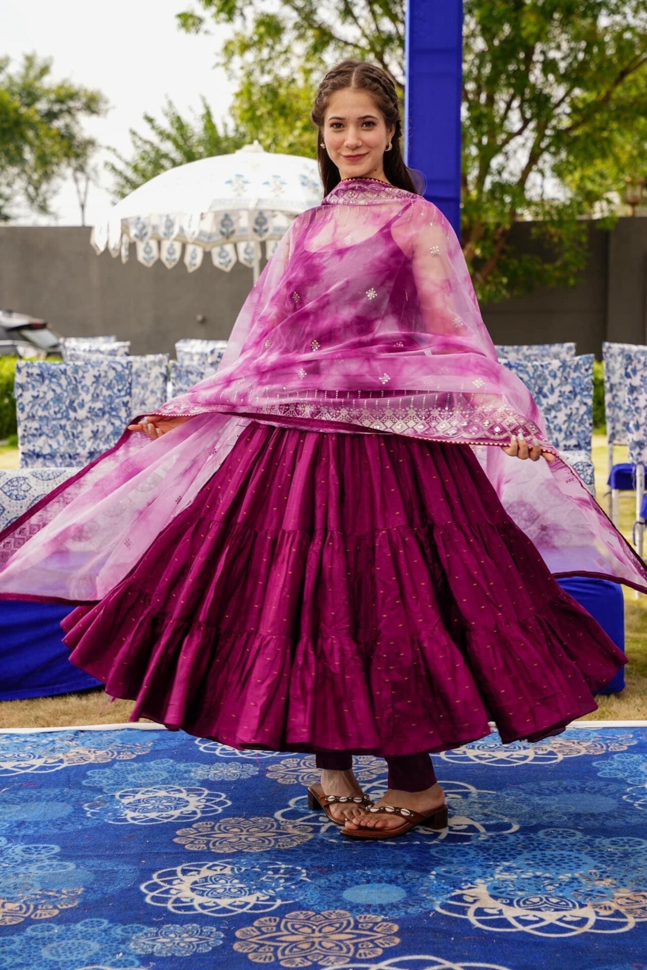 Idaho-o Anupriyaa Purple Silk set - view 3