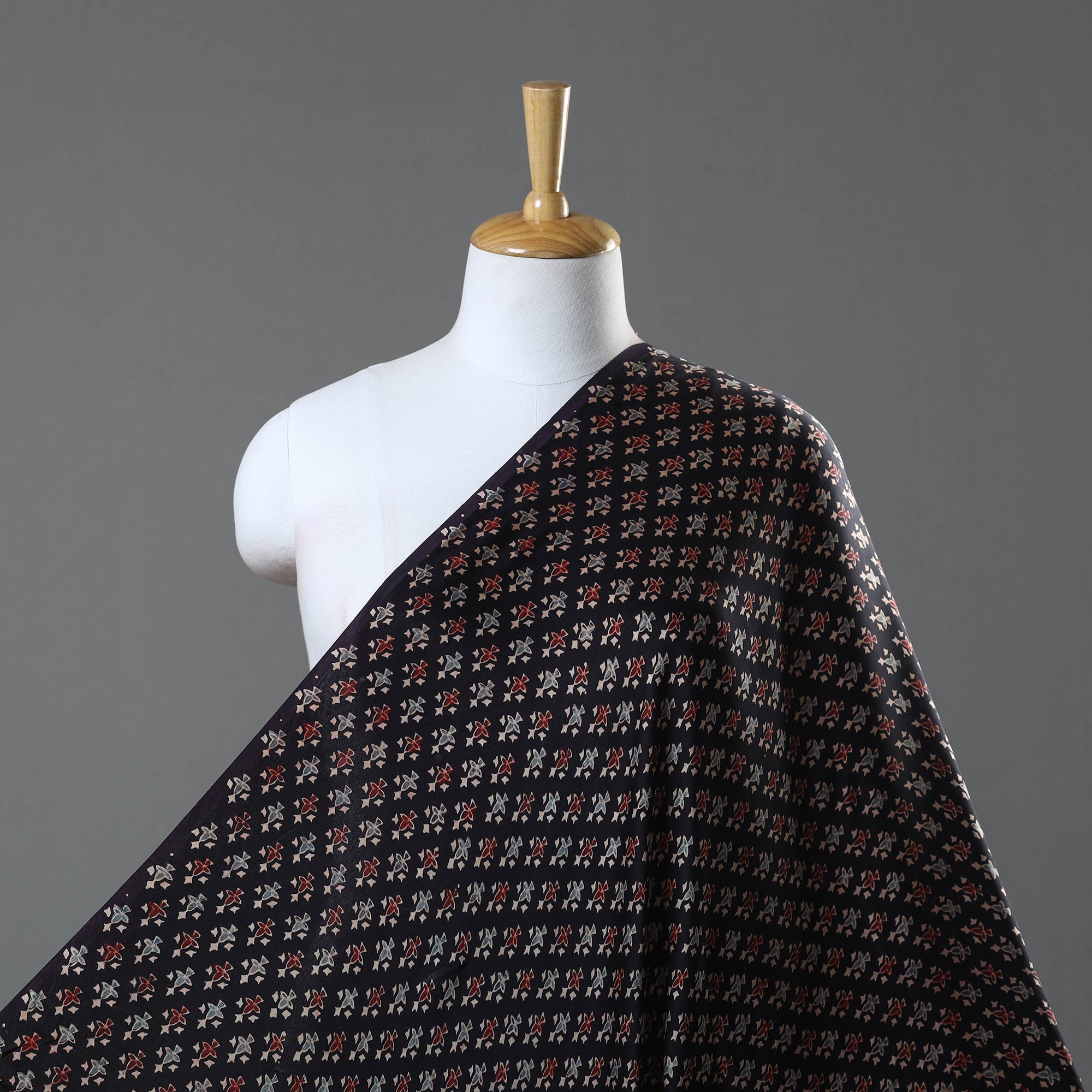 KACHCHH JI CHHAAP Black - Modal Silk Ajrakh Print Fabric 23