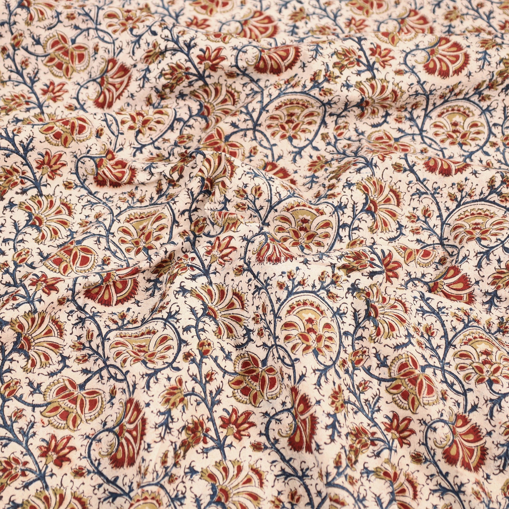 PITCHUKA SRINIVAS KALAMKARI PEDANA Beige - Pedana Kalamkari Block Printed Cotton Double Bed Cover (111 x 91 in) 09 - view 4