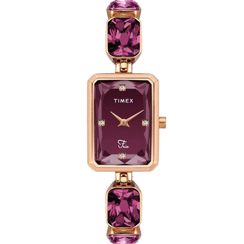 Timex Fria Women Burgundy Rectangular Analog Watch 21mm TWEL16903