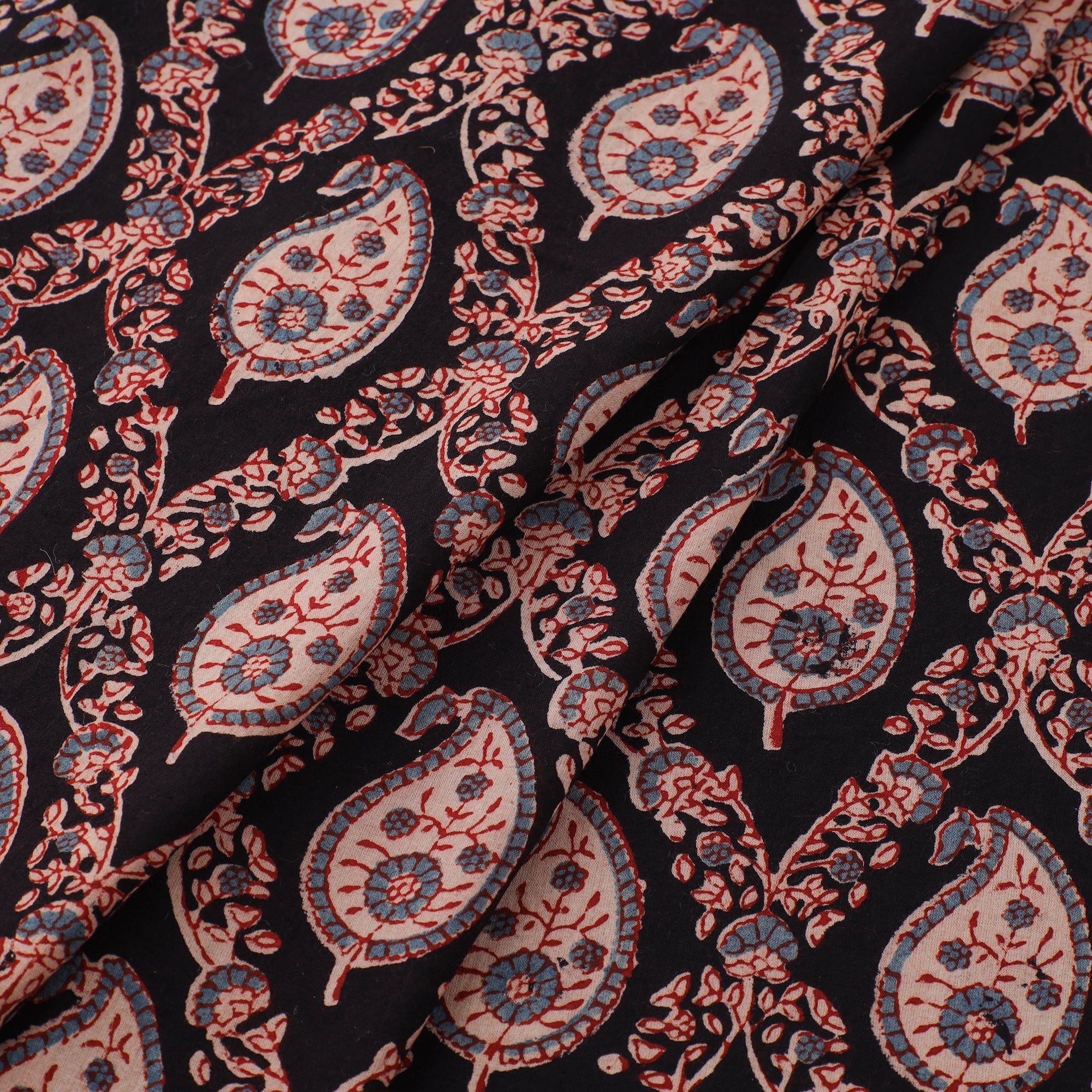 AJRAKH BY JABBAR KHATRI Black - Natural Dyed Cotton Ajrakh Print Fabric 42 - view 2