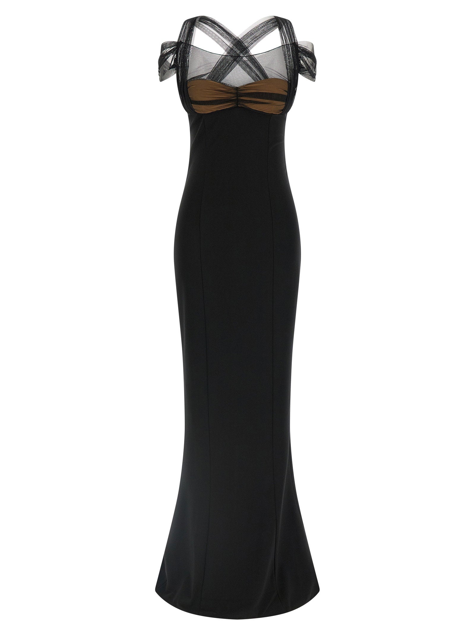 Nensi Dojaka Draped Padded Cup Maxi Dress