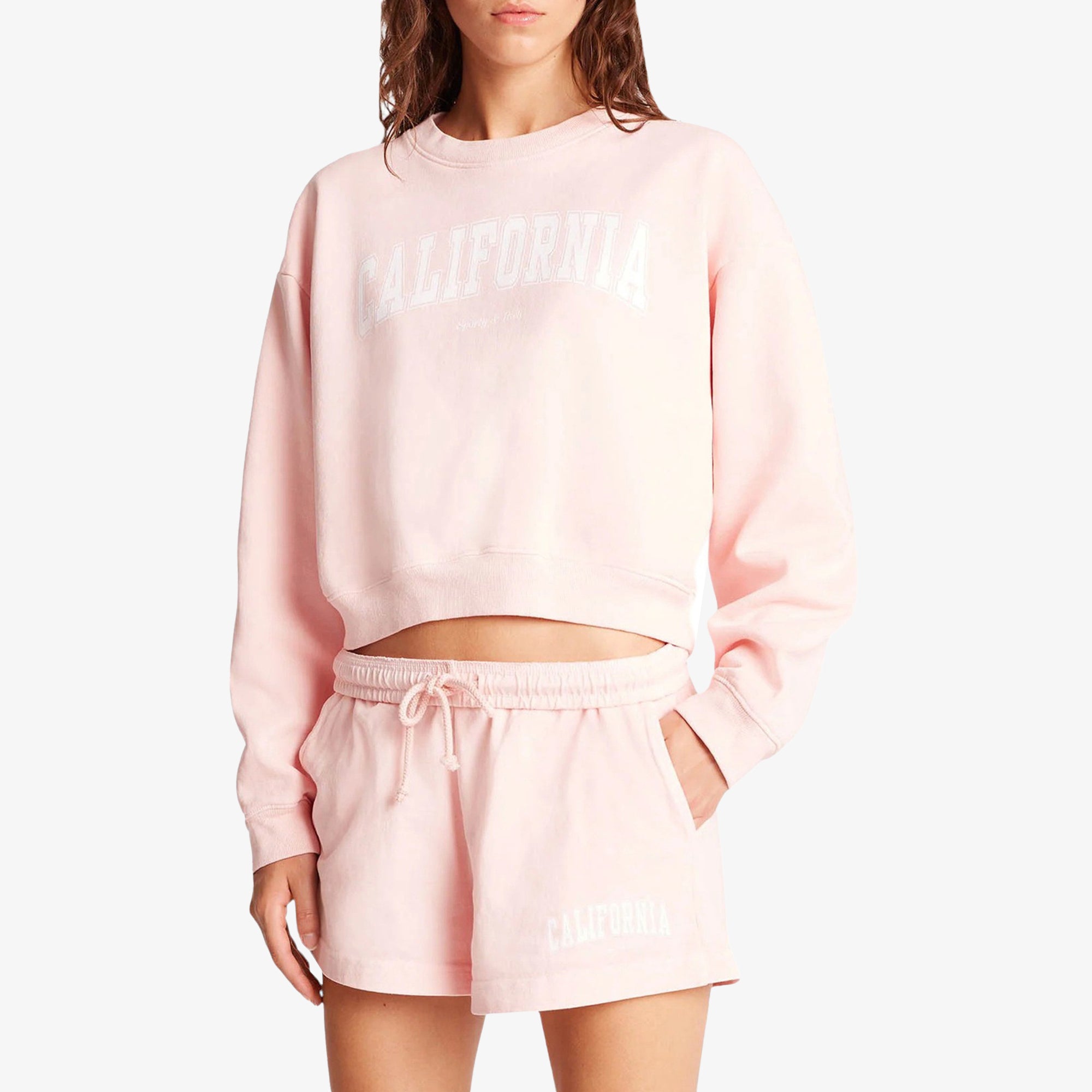 Sporty & Rich | California Cropped Crewneck { Ballet/white - view 3