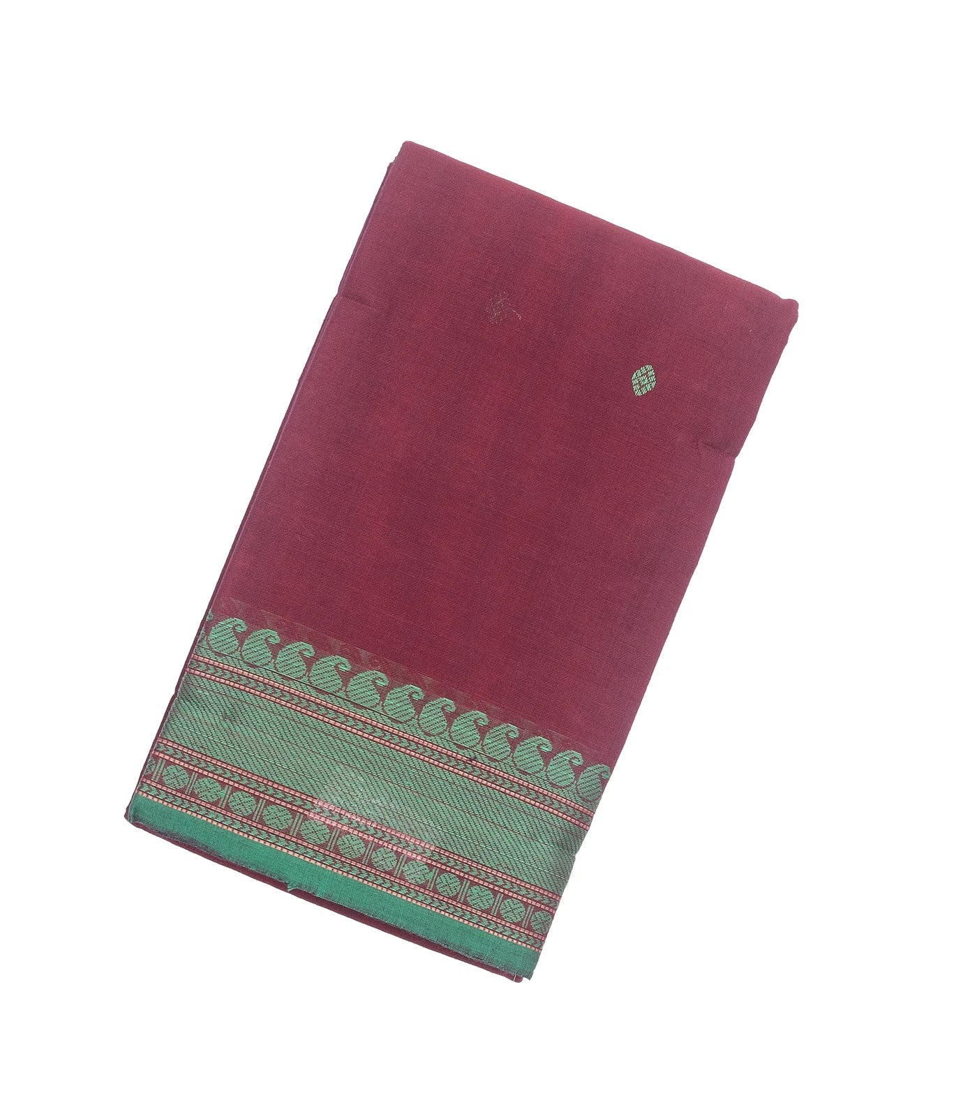 RmKV Burgundy Handloom Kanchi Cotton Saree With Diamond Motifs