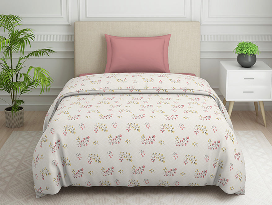 Spaces India Floral Grey Polycotton Quilt Single Harmony - By Welspun