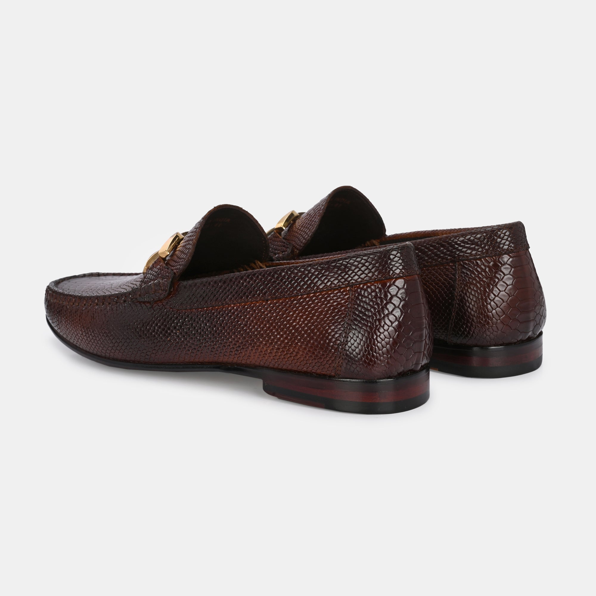 Tan Imprinted Buckled Loafers by Lafattio - view 4